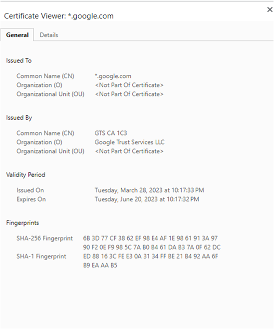 TLS-certificate in Google.com