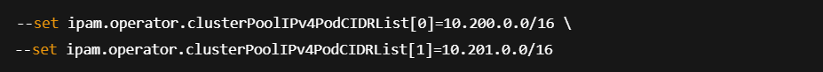 Cilium ClusterPool IPAM configuration setting multiple IPv4 pod CIDR ranges using helm values