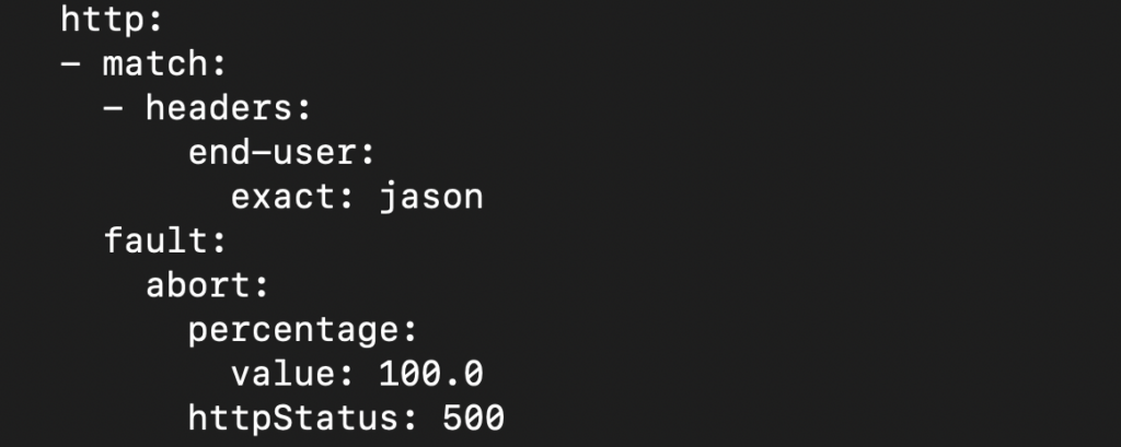 Abort fault injection configuration in Istio Ambient Mesh using VirtualService with HTTP 500 response for specific user header